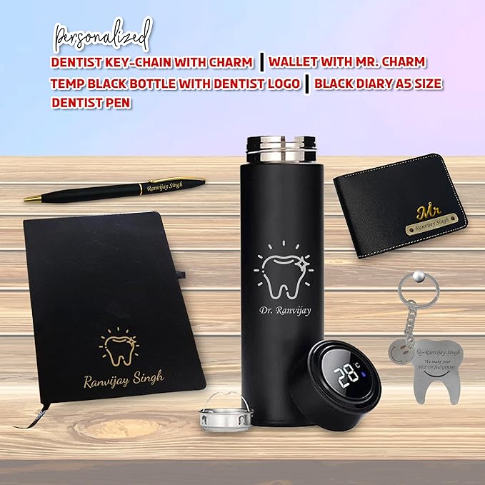 Dentist's Gift Set- Keychain, Sleek Water Bottle, Pen, Wallet & Diary