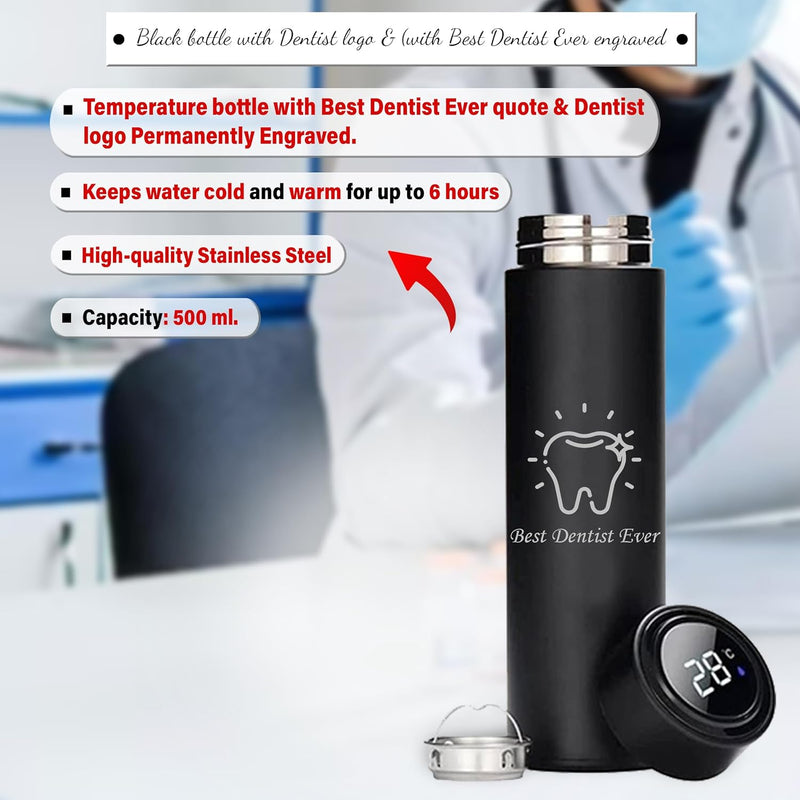 Dentist Gift Combo – Thermos Bottle & Coffee Mug with ‘Best Dentist Ever’.