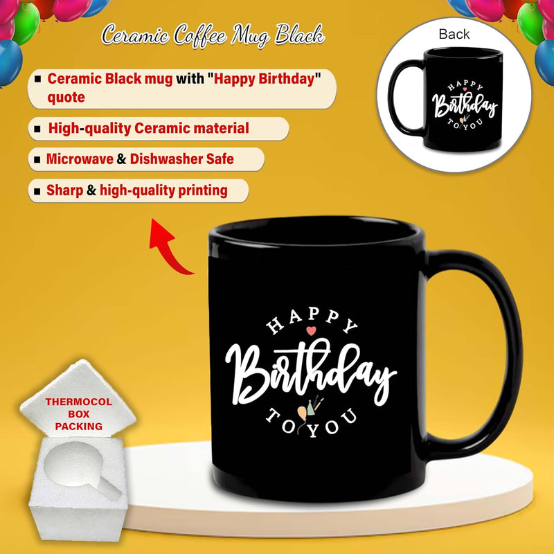 Black Ceramic Birthday Theme Mug & Keychain