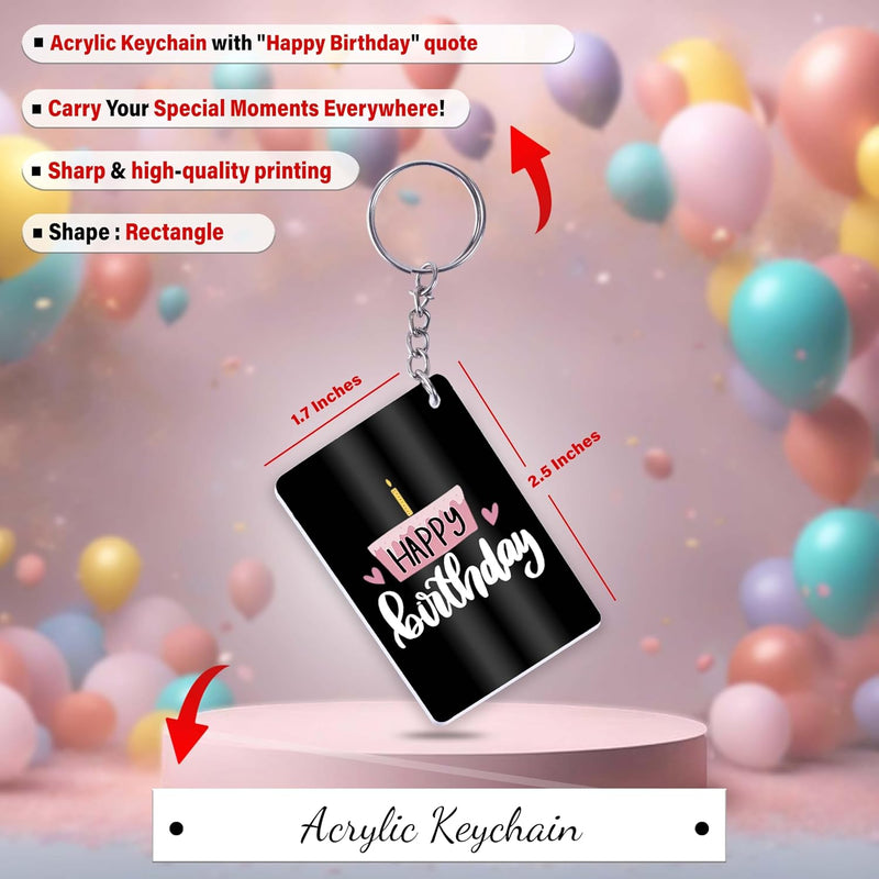 Black Ceramic Birthday Theme Mug & Keychain.