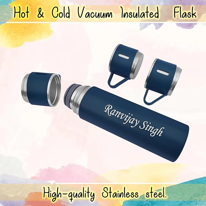 Personalized Stainless Steel Vacuum Flask with 3 Cups