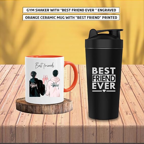 Gift Combo for Male Friends - Ceramic Mug & Gym Shaker Set