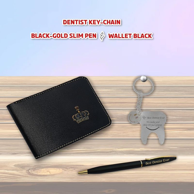 Dentist Gift Combo for Men- Wallet, Pen & Keychain.