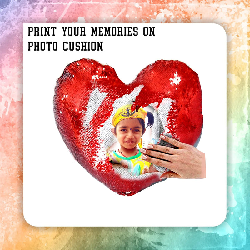 Heart Shape Magical Photo Printed Cushion Cover with Filler