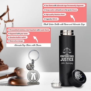 Advocate Gift Set: Personalized Keychain, Bottle, Pen, Wallet & Diary.