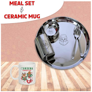SAVRI Christmas Gift Hamper - Stainless Steel Meal Set & Ceramic Mug