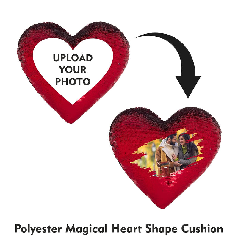 Heart Shape Magical Photo Printed Cushion Cover with Filler