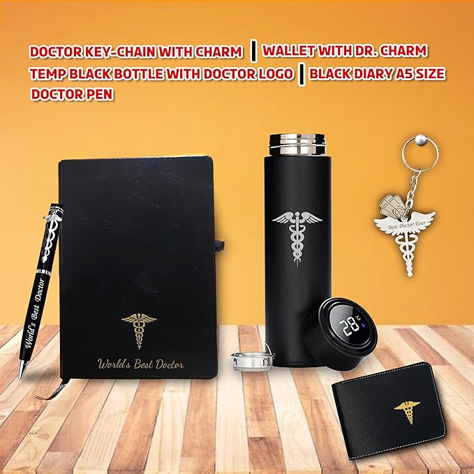 Doctor's Gift Set- Key-Chain, Black Bottle, Pen, Wallet, and Diary