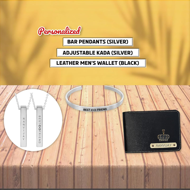 Friendship Day Combo: Silver Kada, Wallet & Pendants.