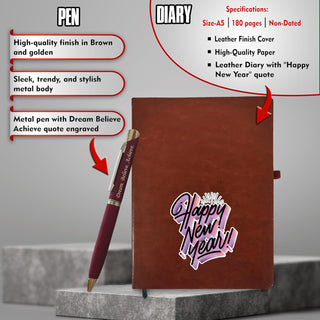 New Year Gift Hamper - Pen, Diary, and Pen Stand