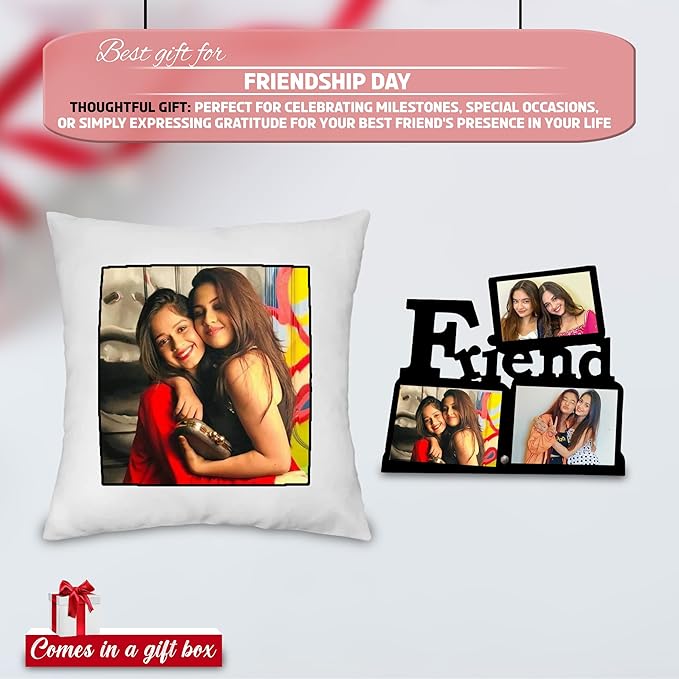 Friendship Day Gift: Picture Frame & Custom Photo Cushion