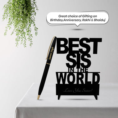 Black Matte Slim Pen & 'Best Sis' Acrylic Stand