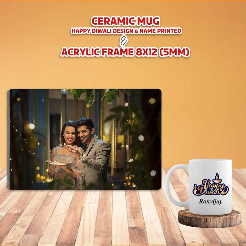 Diwali Combo Set - Custom Acrylic Frame  & Ceramic Mug