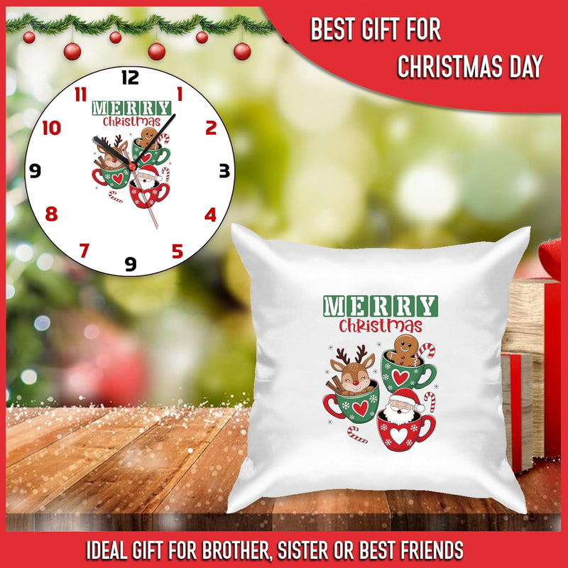 Satin Cushion & Wall Clock christmas combo