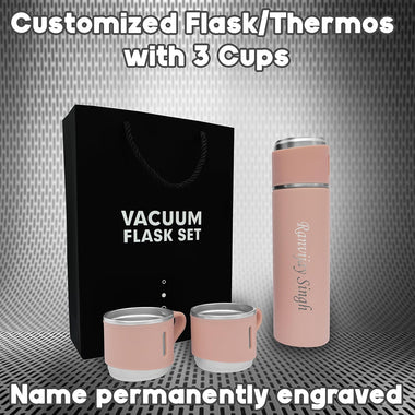 Personalized Stainless Steel Vacuum Flask with 3 Cups