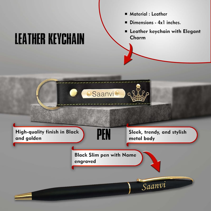 New Year Gift Hamper for Women - Pen, Leather Keychain & Leather Clutch