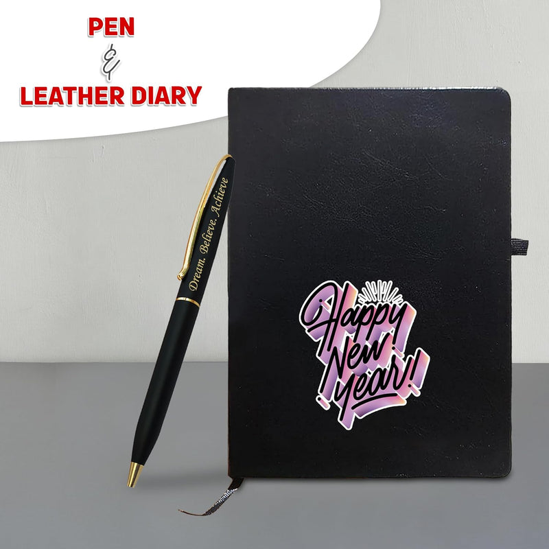 New Year Gift Set - Diary & Pen-Black