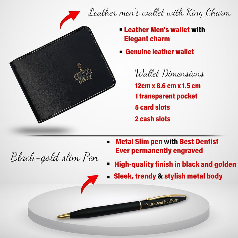 Dentist Gift Combo for Men- Wallet, Pen & Keychain.