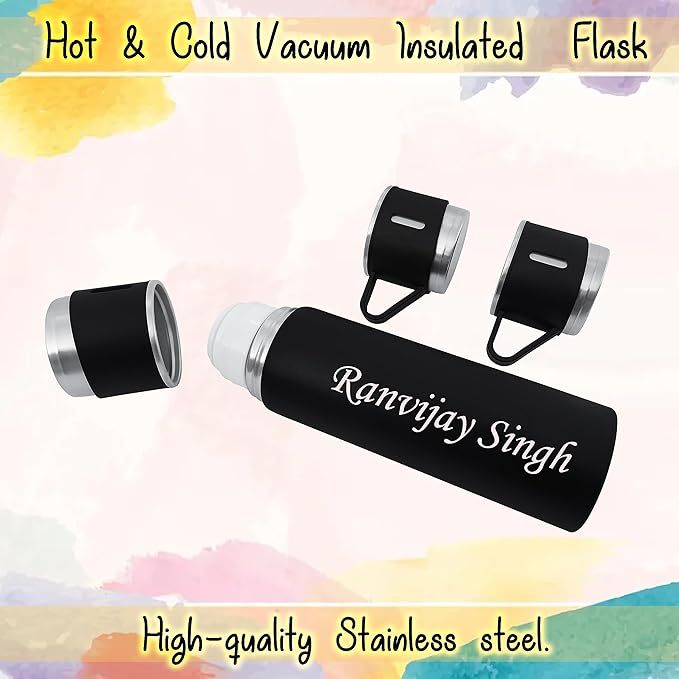 Personalized Stainless Steel Vacuum Flask with 3 Cups