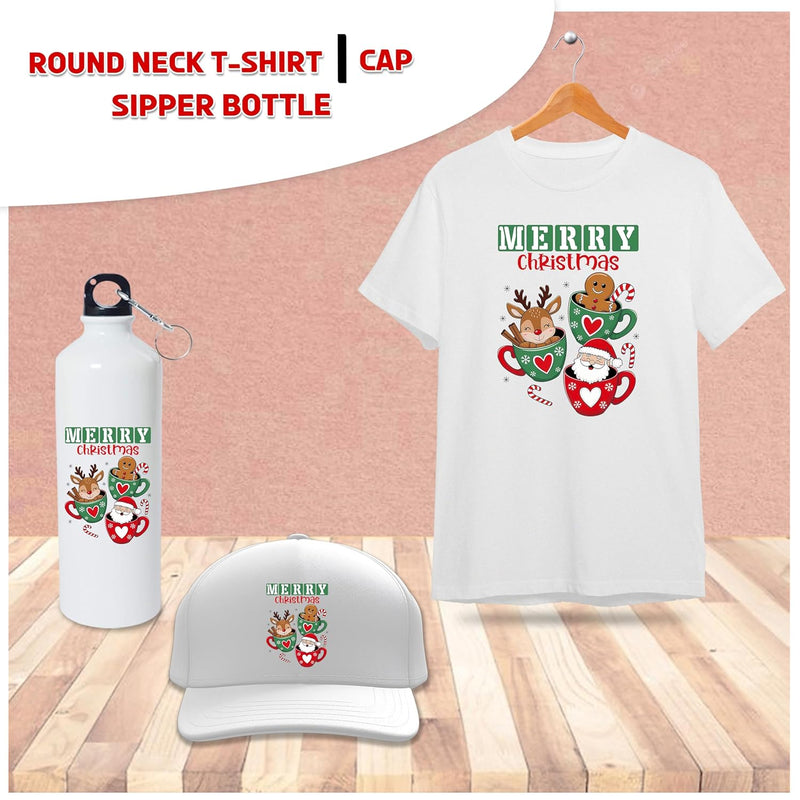 Christmas Gift Hamper - T-Shirt, White Cap &  Bottle