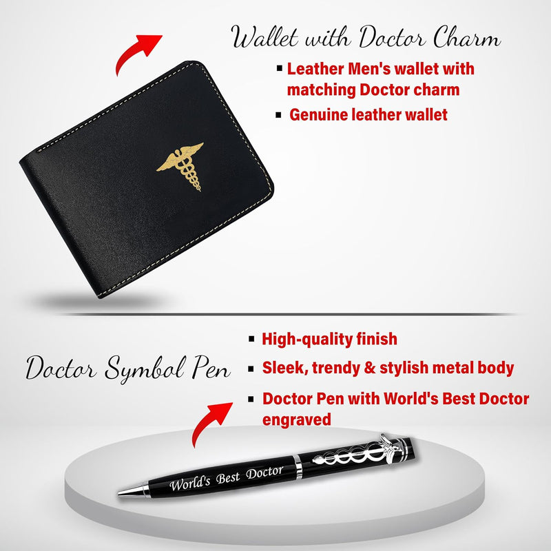 Doctor's Combo: Faux Leather Wallet, Pen, & Key-Chain.