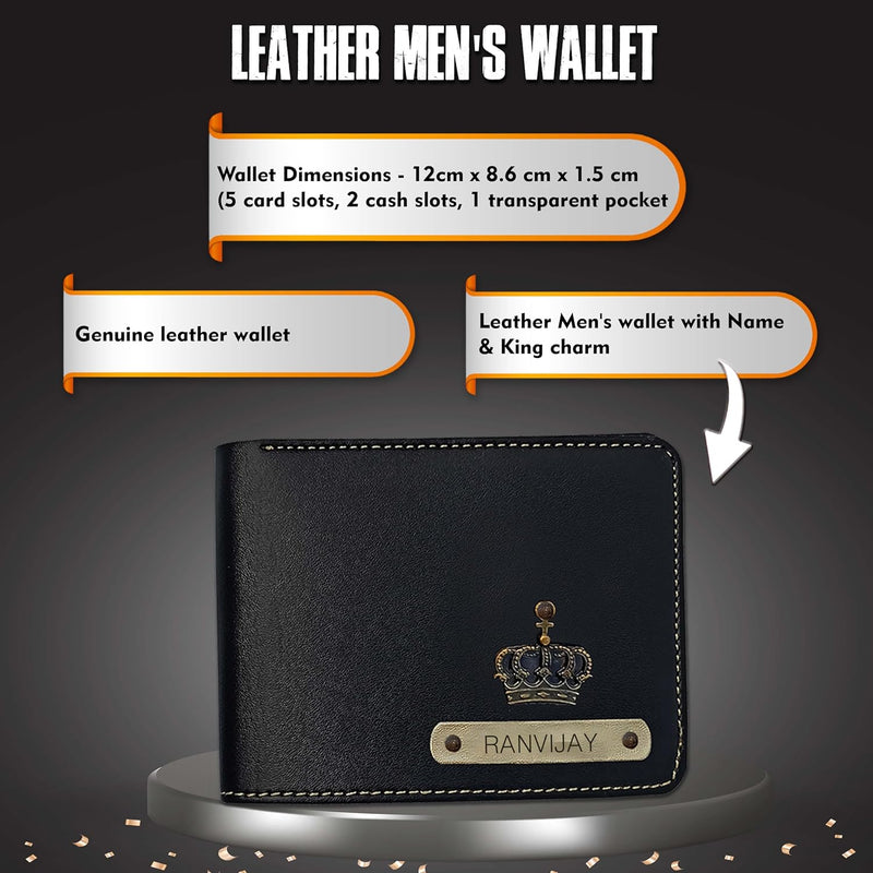 New Year Gift Hamper for Men -Pen, Leather Keychain & Wallet (Black)