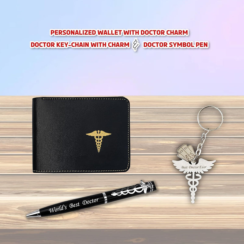 Doctor's Combo: Faux Leather Wallet, Pen, & Key-Chain.