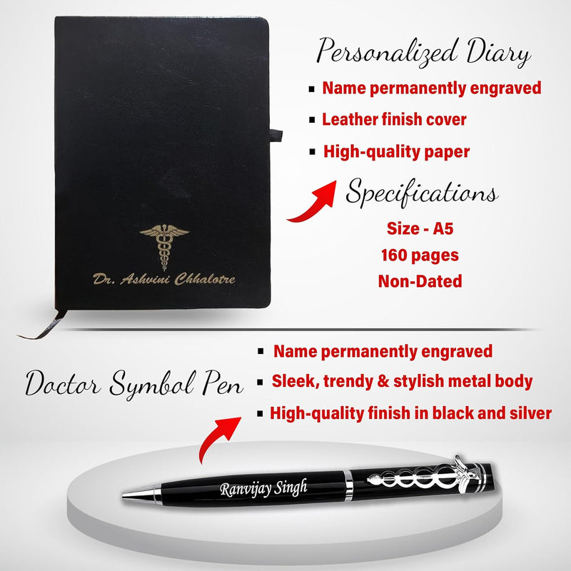 Doctor's Gift Set: Coat Pen Stand, Symbol Pen & Engraved Diary.