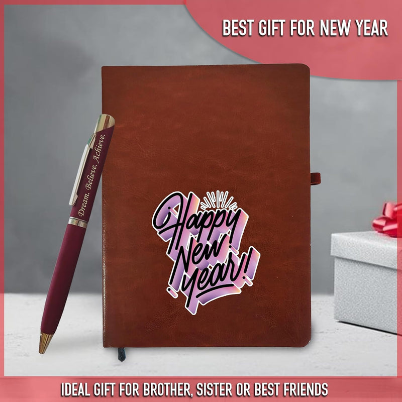 New Year Gift Set - Diary & Pen- Brown