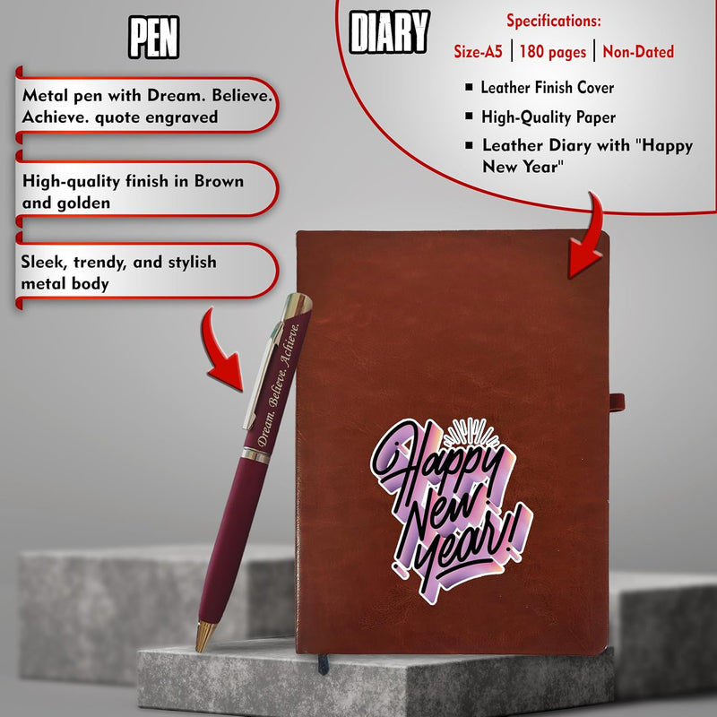 Pen, Diary & Infinity Calendar with 'Happy New Year'