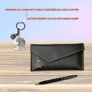 Gifts Engineer Combo (Female) – Engraved Pen, Keychain & Queen Charm