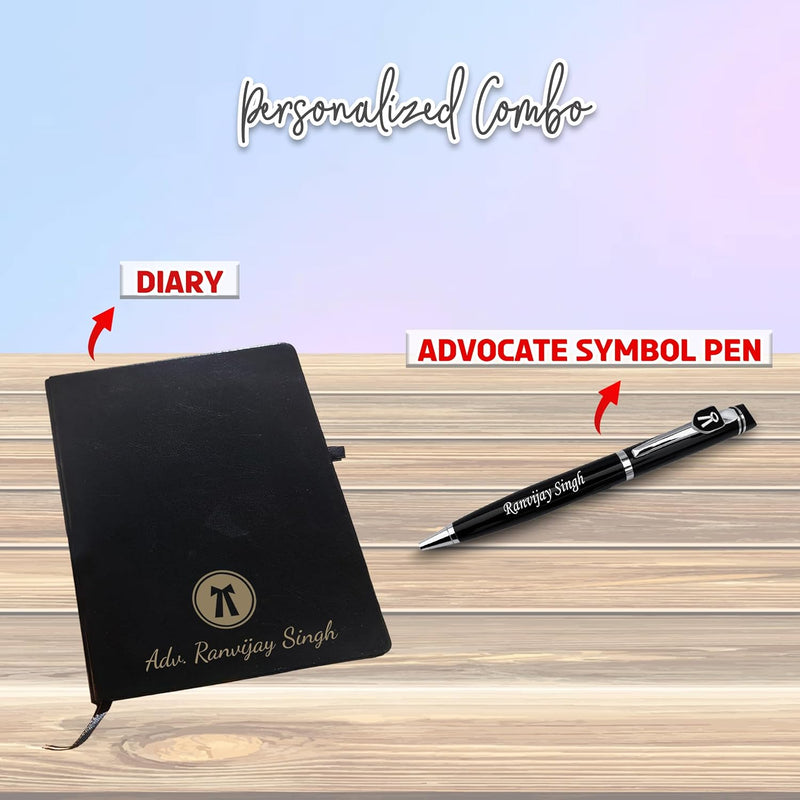 Custom Advocate Set: Name Pen & A5 Black Diary