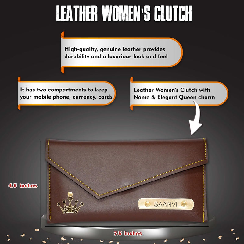 New Year Gift Hamper for Women - Pen, Leather Keychain & Leather Clutch