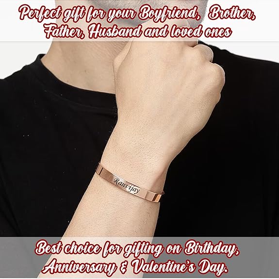 Personalized Men's Adjustable Kada - Custom Engraved Bracelet