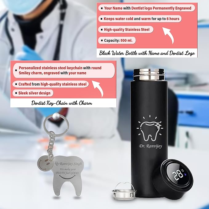 Dentist's Gift Set- Keychain, Sleek Water Bottle, Pen, Wallet & Diary