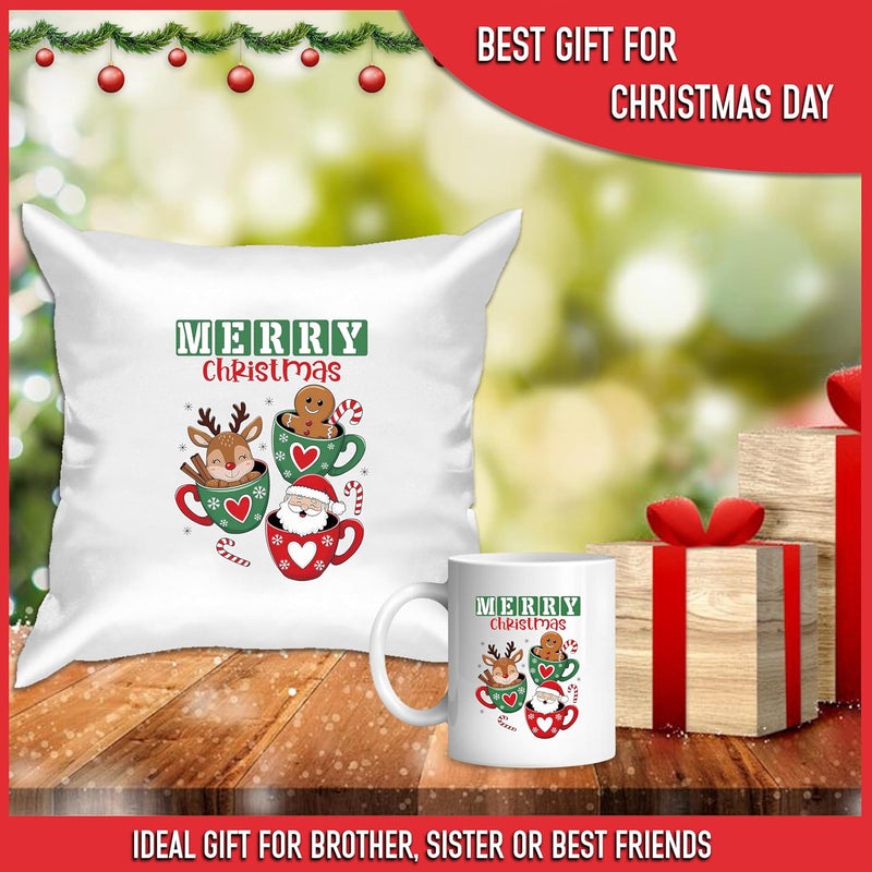 Christmas Gift Combo - Satin Cushion & Coffee Mug