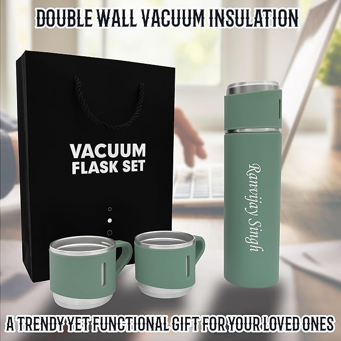Personalized Stainless Steel Vacuum Flask with 3 Cups