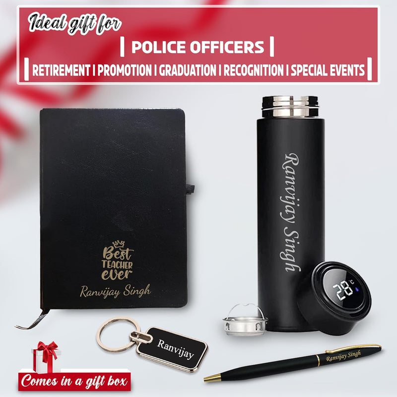 Police Officer Set- Engraved Bottle, Metal Keychain, Pen & A5 Diary