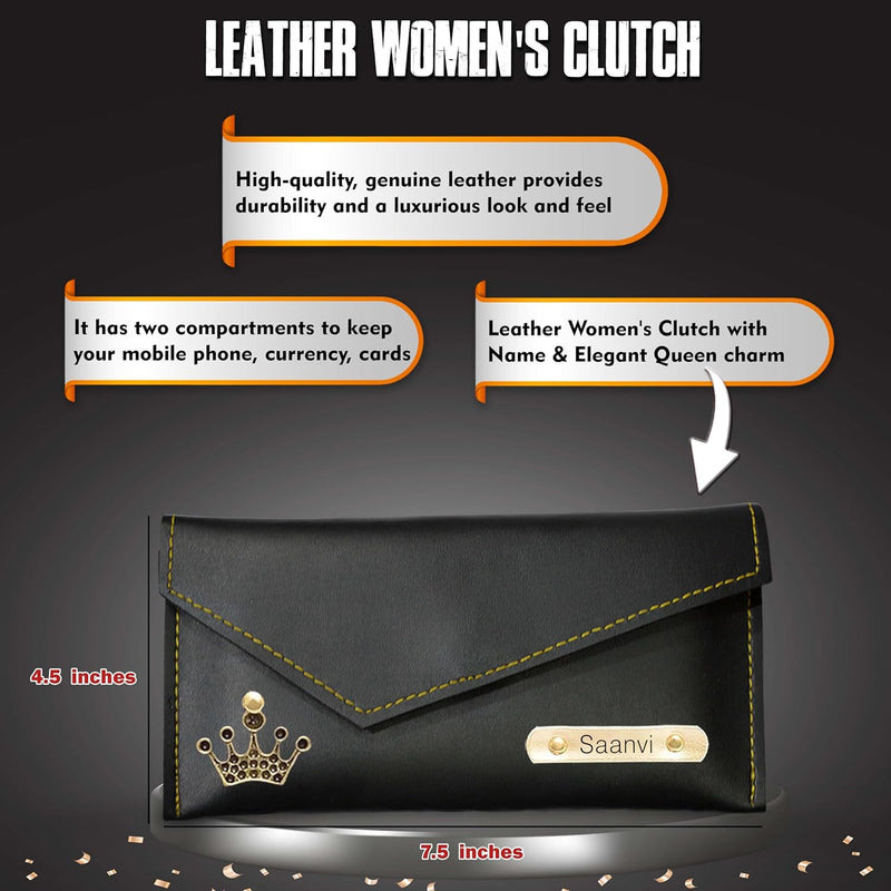 New Year Gift Hamper for Women - Pen, Leather Keychain & Leather Clutch