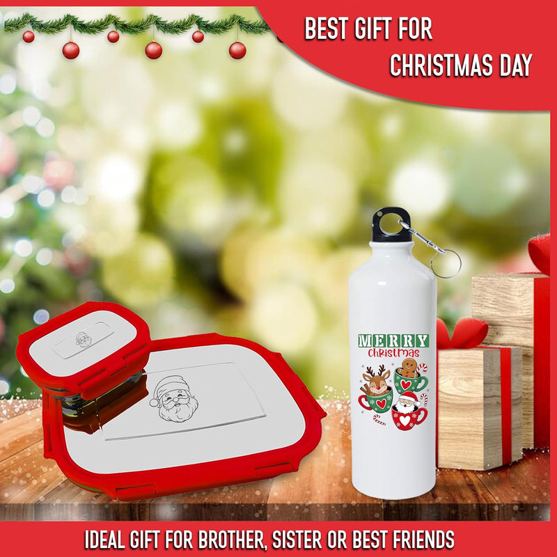 Christmas Gift Hamper - Red Lunch Box & Water Bottle