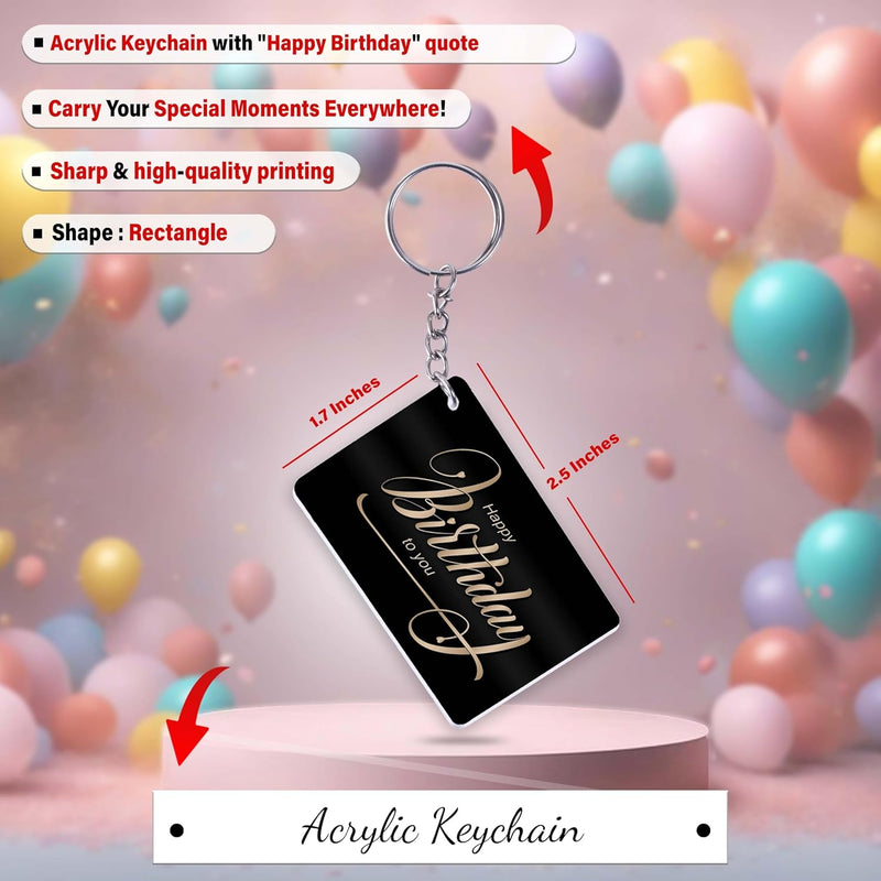 Black Ceramic Birthday Theme Mug & Keychain.