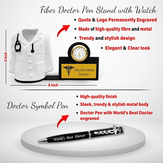Docto's set of Pen, Pen Stand with Watch, and Coffee Mug