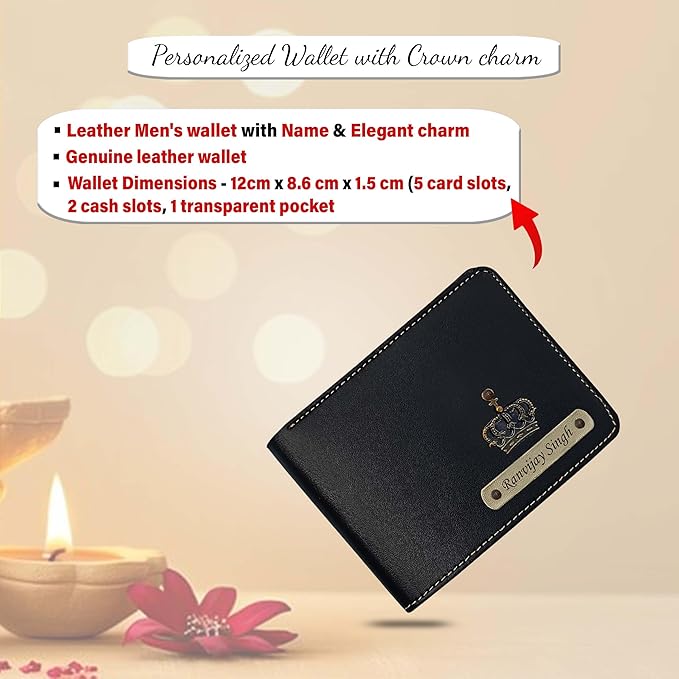 Diwali Combo for Men - Leather Wallet, Pen, Metal kaychain