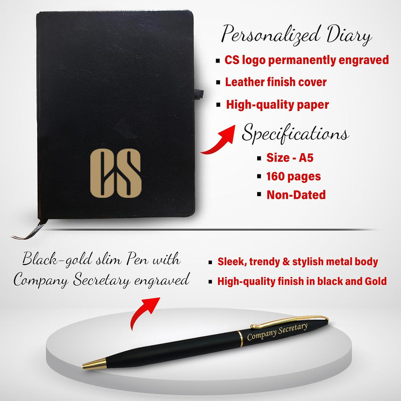 Pen Stand, Diary & 'Company Secretary' Engraved Pen – Premium Office Gift Set