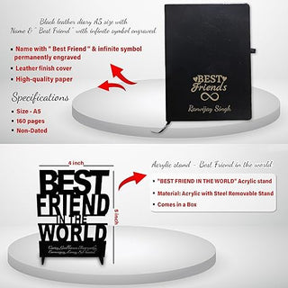 Friendship Day Combo - Photo Cushion, Acrylic Stand, Engraved Diary.