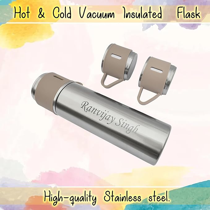 Personalized Stainless Steel Vacuum Flask with 3 Cups