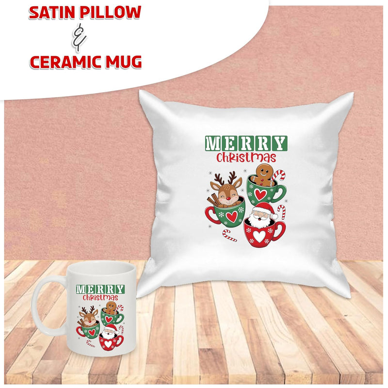 Christmas Gift Combo - Satin Cushion & Coffee Mug