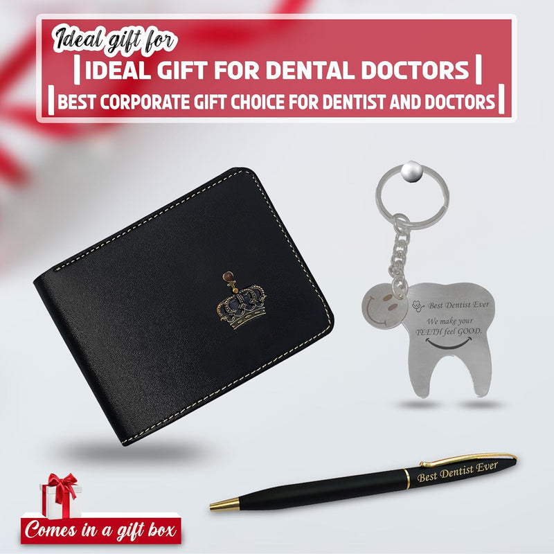 Dentist Gift Combo for Men- Wallet, Pen & Keychain.