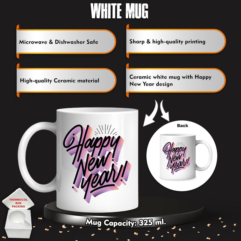 New Year Gift Hamper - Satin Cushion & White Ceramic Coffee Mug