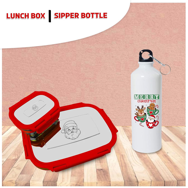 Christmas Gift Hamper - Red Lunch Box & Water Bottle